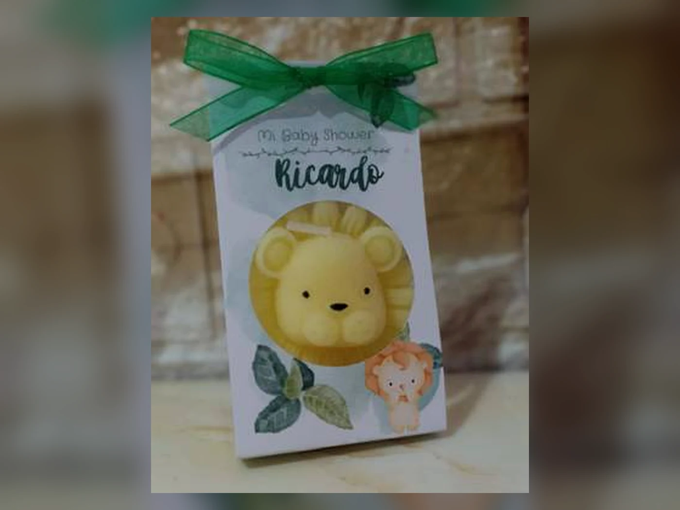 Vela de leoncito con cajita personalizada
