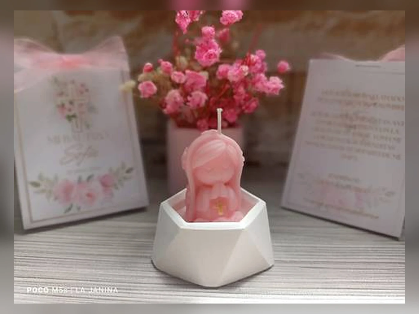 Vela Virgencita mini con tarjeta tipo cajita